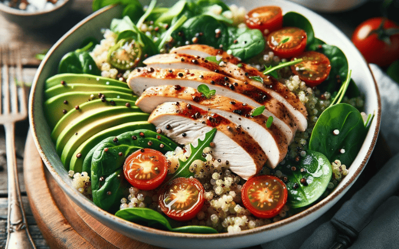 Salada Colorida com Quinoa e Legumes Grelhados