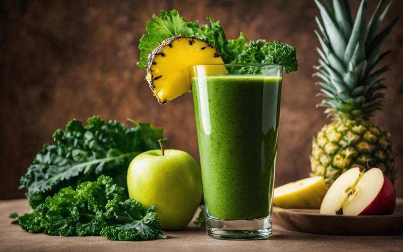 Smoothie Detox de Espinafre, Abacaxi e Gengibre